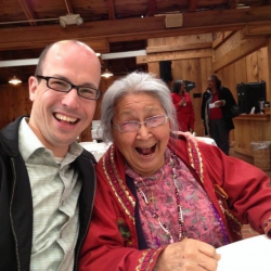 Figure 4. Elizabeth Fleagle (Inupiat Eskimo, Elder, Mentor, Traditional Counselor) and author, Jordan P. Lewis in Suquamish Lodge, Bainbridge Island, Washington in 2012. Photo courtesy of Jeremiah E. Lewis.