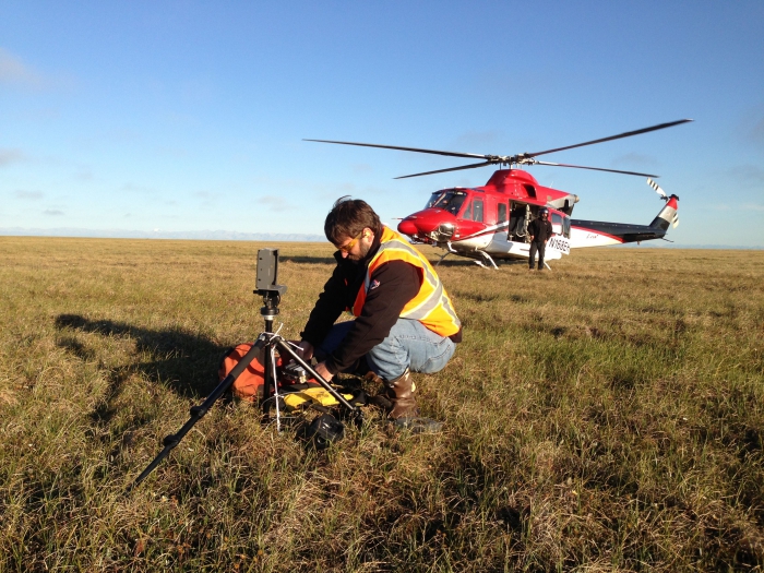 ABR has been conducting caribou research on the North Slope since the mid-1970s. The work has focused on the effects of roads, pipelines and other development, distribution and movements during the calving and insect seasons, habitat selection and movement rates, and measurement of snow cover and vegetation with satellite imagery. Photo courtesy of ABR, Inc.