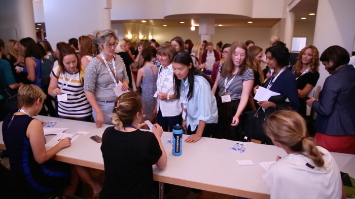 Registration for the &quot;Taking the Helm&quot; panel discussion with more than 300 participants, representing 32 countries. Photo courtesy of Stephen Curtain.