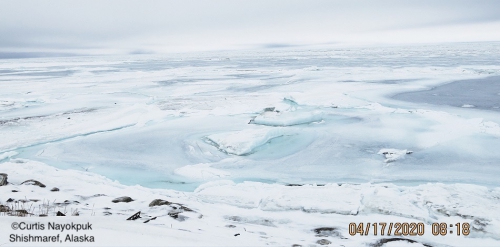 Nearshore ice conditions in Shishmaref looking west.