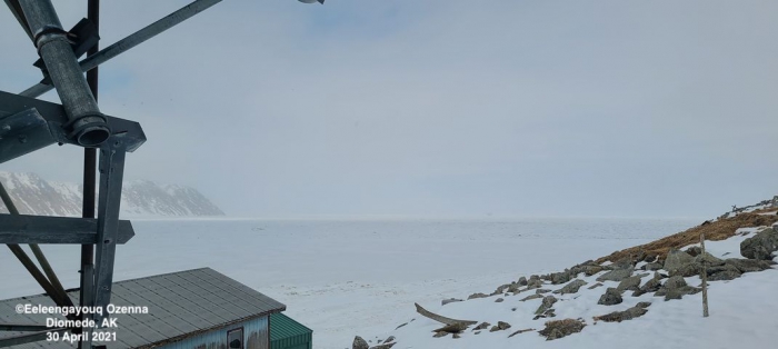 Sea ice and weather coniditions at Diomede - view 2.