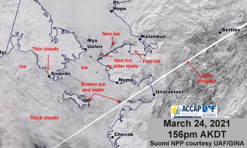 Annotated satellite image, courtesy of Rick Thoman, ACCAP.