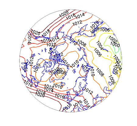 Figure 5c. July Climatological Sea Level Pressure Field.