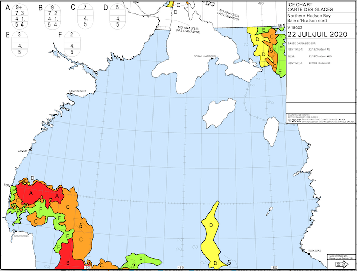 Figure 16. Daily ice chart of Northern Hudson Bay courtesy of Canadian Ice Service (CIS) data from Government of Canada.