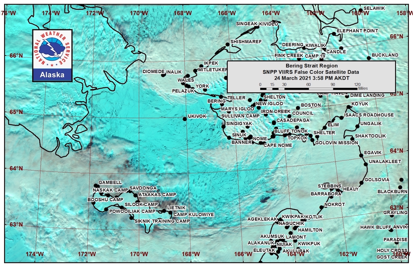 Bering Strait satellite image