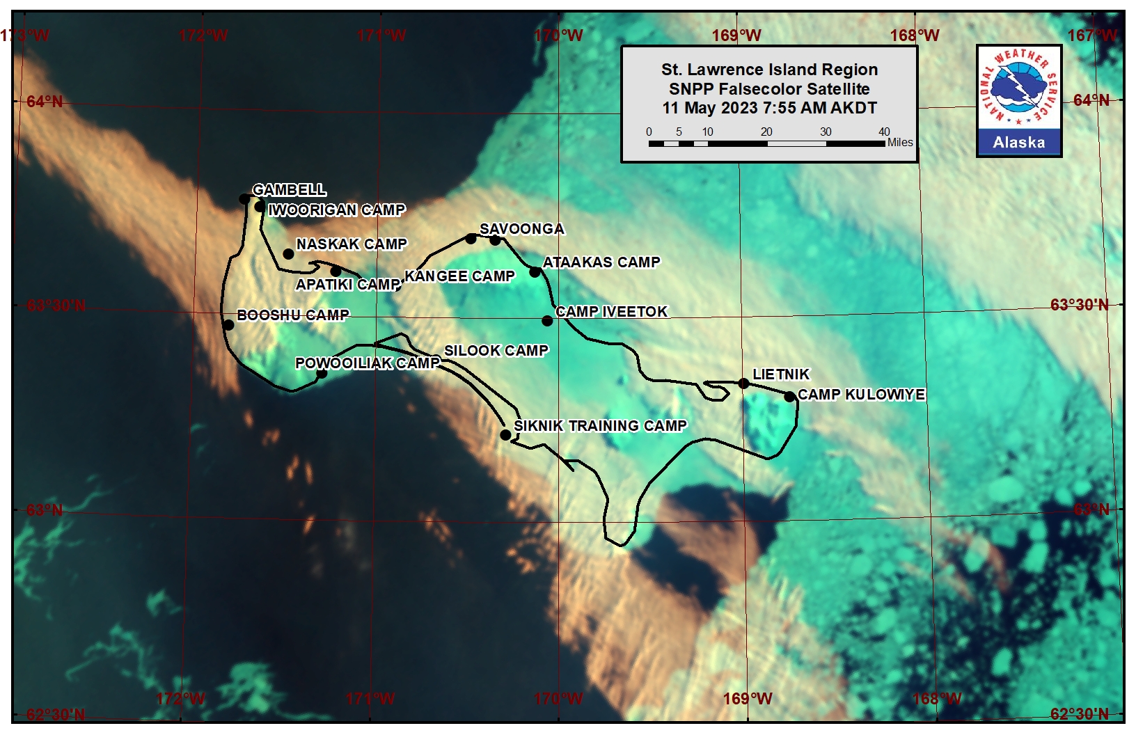 St. Lawrence Island Area Satellite Image