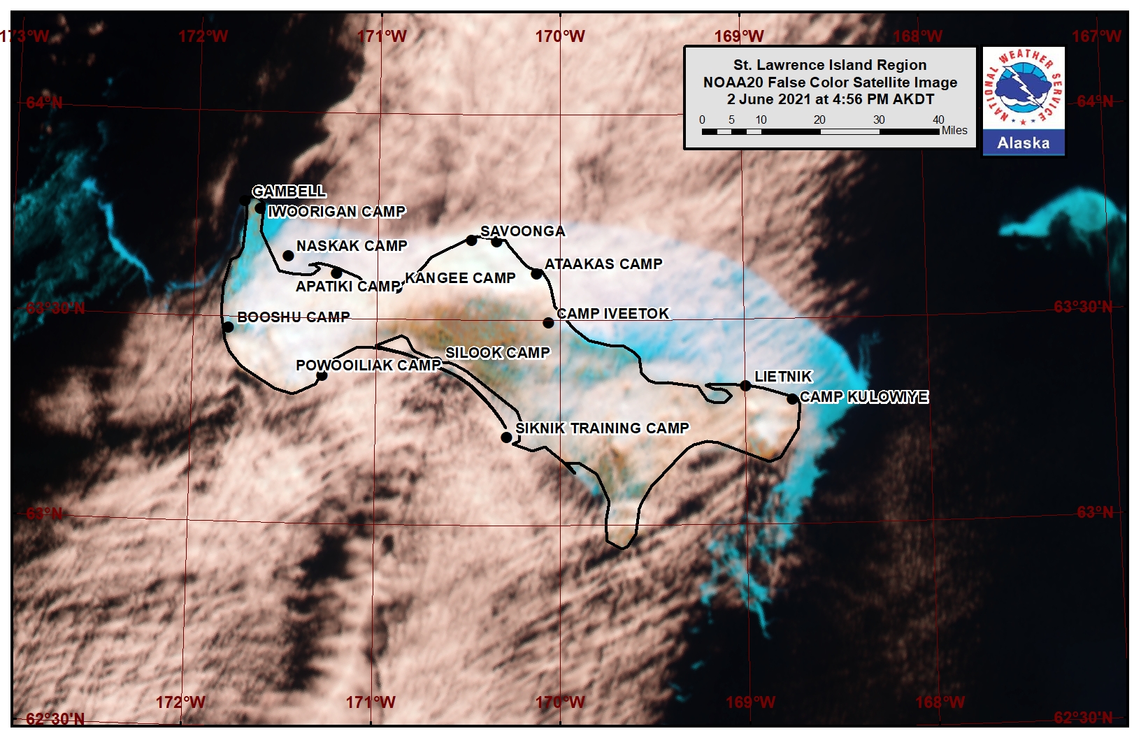 St. Lawrence Island Area Satellite Image