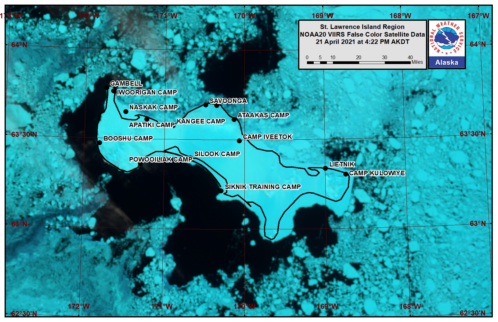 St. Lawrence Island Area Satellite Image