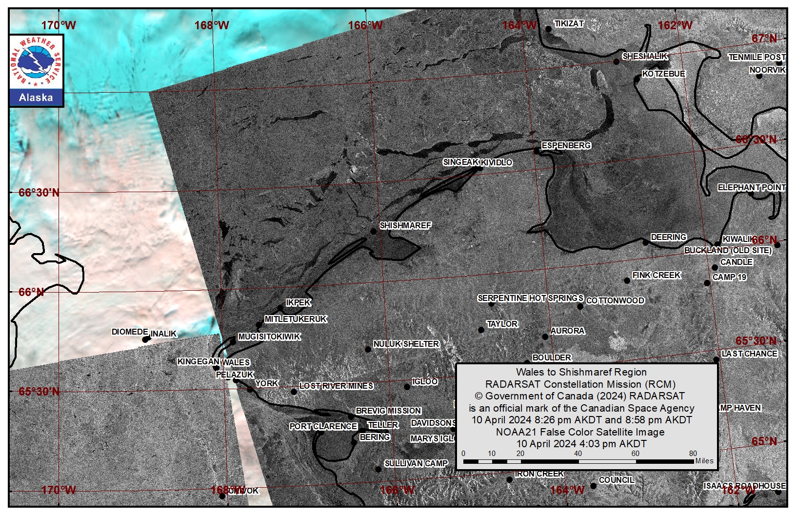 Wales to Shishmaref area satellite image.