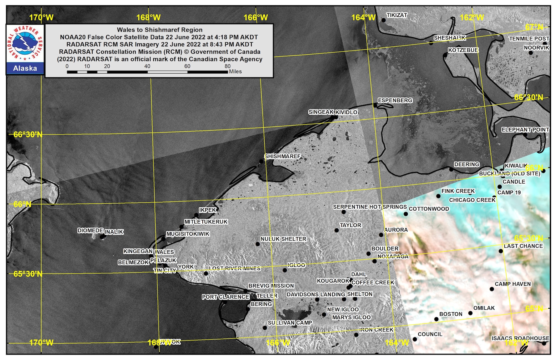 Wales to Shishmaref Area Satellite Image