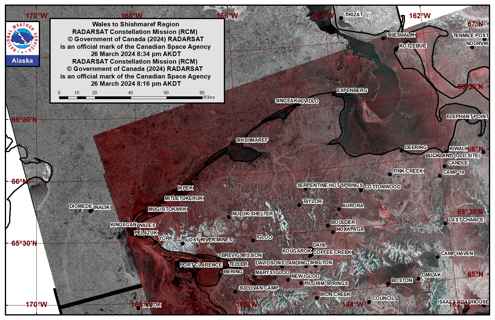 Wales to Shishmaref area satellite image.