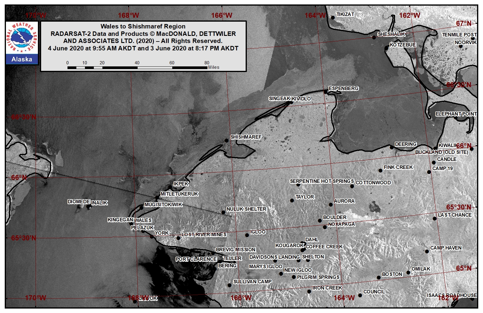 Wales to Shishmaref satellite image