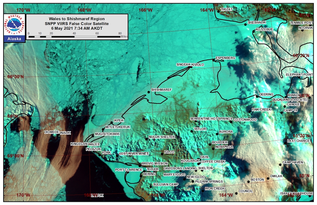 Wales to Shishmaref Area Satellite Image