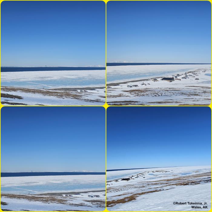 Weather and sea ice conditions in Wales. Photos courtesy of Robert Tokeinna, Jr. 