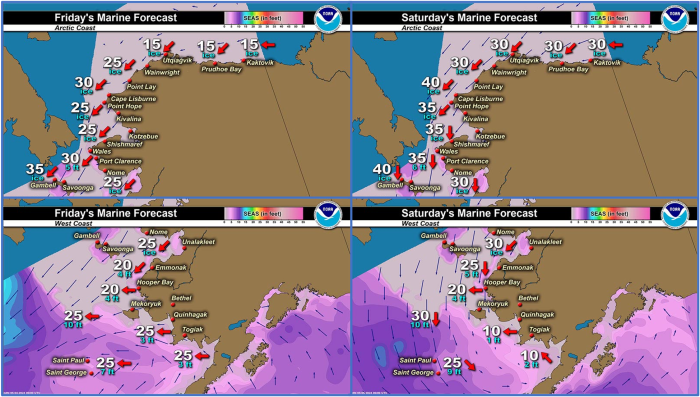 Friday and Saturday regional wind forecast.