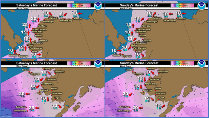 Saturday and Sunday regional wind forecast.